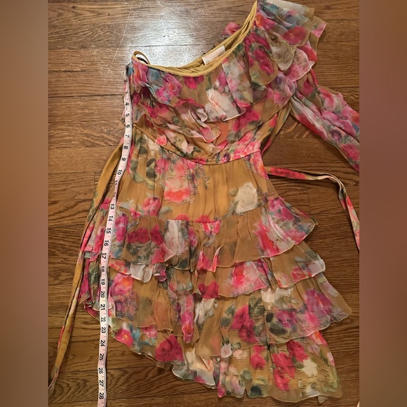 Rococo Sand Avar Yellow Floral One-Shoulder Ruffle Dress NWT - Picture 12 of 14